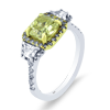 2.79ct.tw. Diamond Ring. Cushion Fancy Yellow 2.01ct. GIA Certified. 18K Two-Tone Gold DKR003421